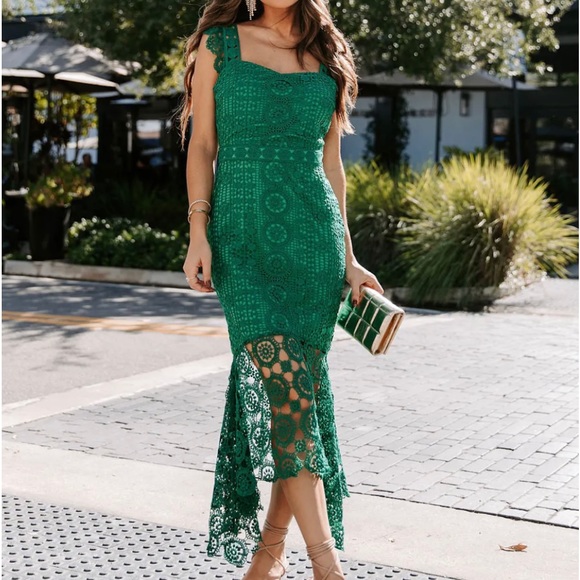 Lena Dresses & Skirts - Lena crochet lace ruffle midi dress